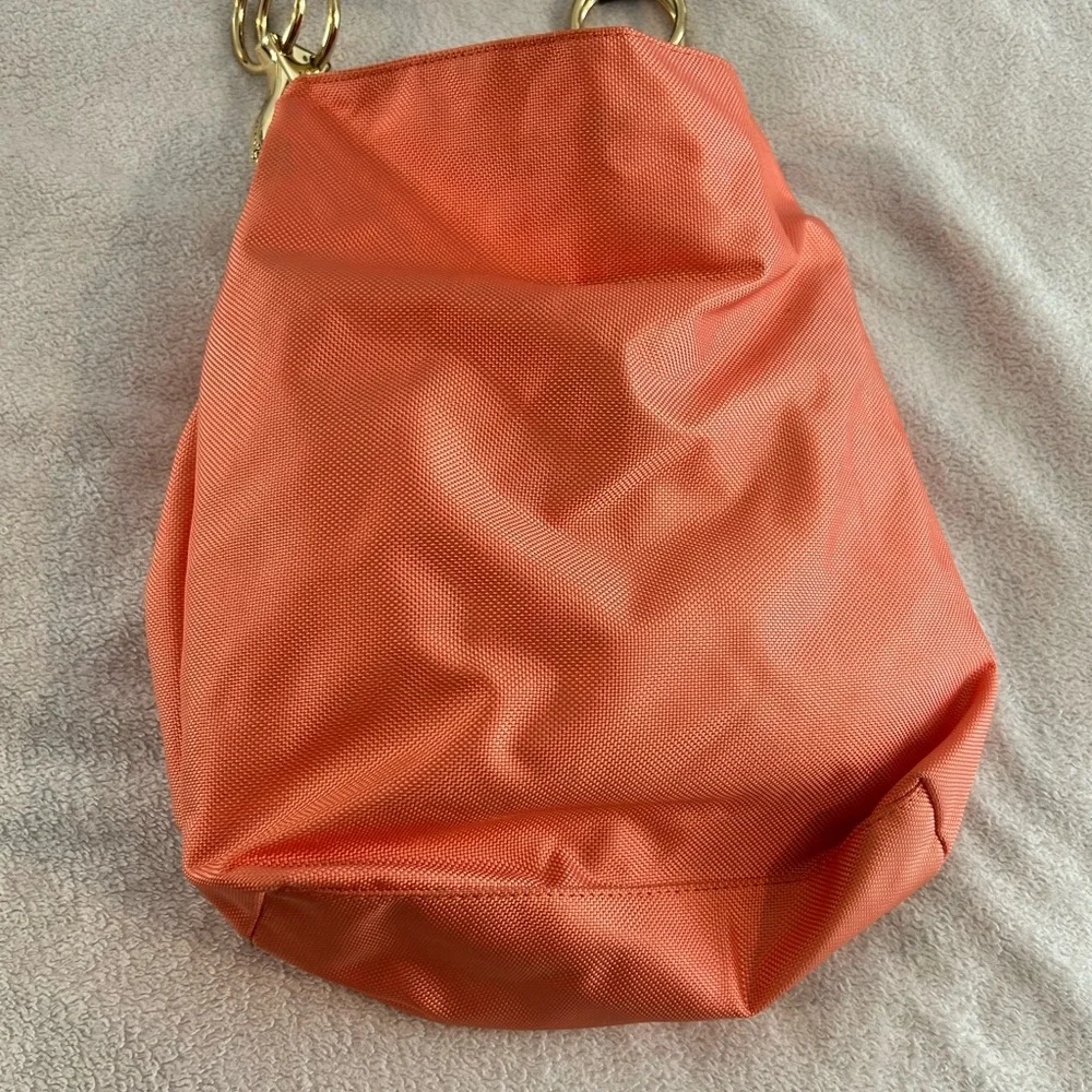 JPK Paris 75 Coral Canvas Hobo Bag Gold Hardware Floral Lined Shoulder Purse